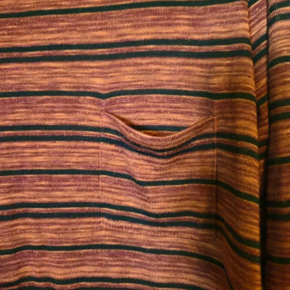 Soprano t-shirt womens Medium Striped pocket red 3/4 sleeve boat neck